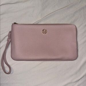 lululemon athletica Blush Pink Wristlet Clutch with Gold Logo